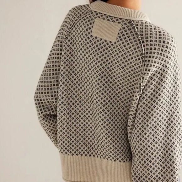 Free People “As if” Pullover Sweater in ivory combo by We the Free NEW Sz L - Picture 13 of 13